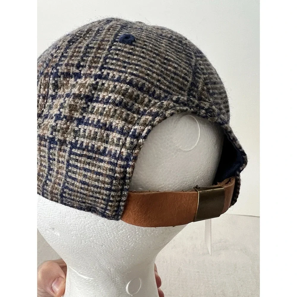 NEW Madewell Plaid TWEED knit Baseball Cap Wool Blend Brown Ralph Lauren Style